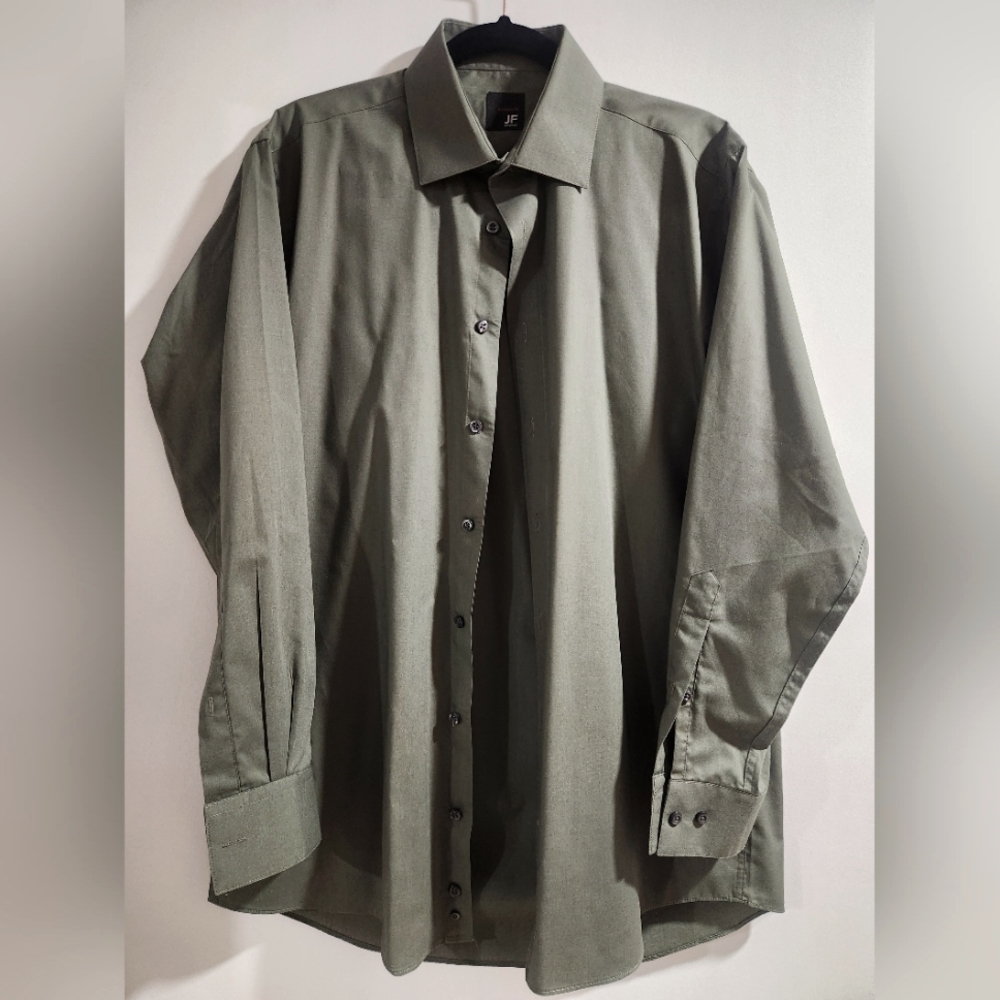 JF J.Ferrar Olive Green Dress Shirt